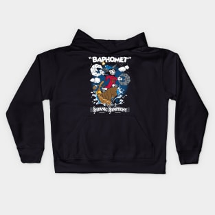 Baphomet Sorcerer - Vintage Cartoon Fantasy Goth - Satanic Symphony Kids Hoodie